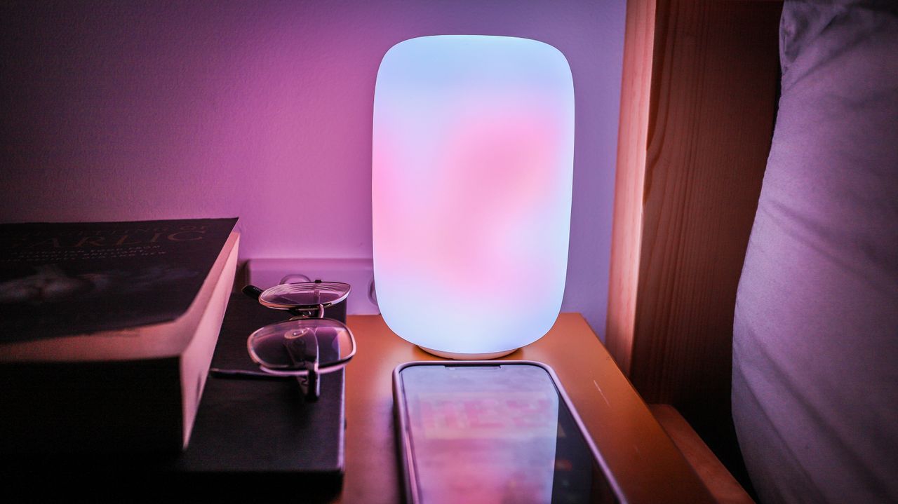 Moonside Lamp One on a small bedside table