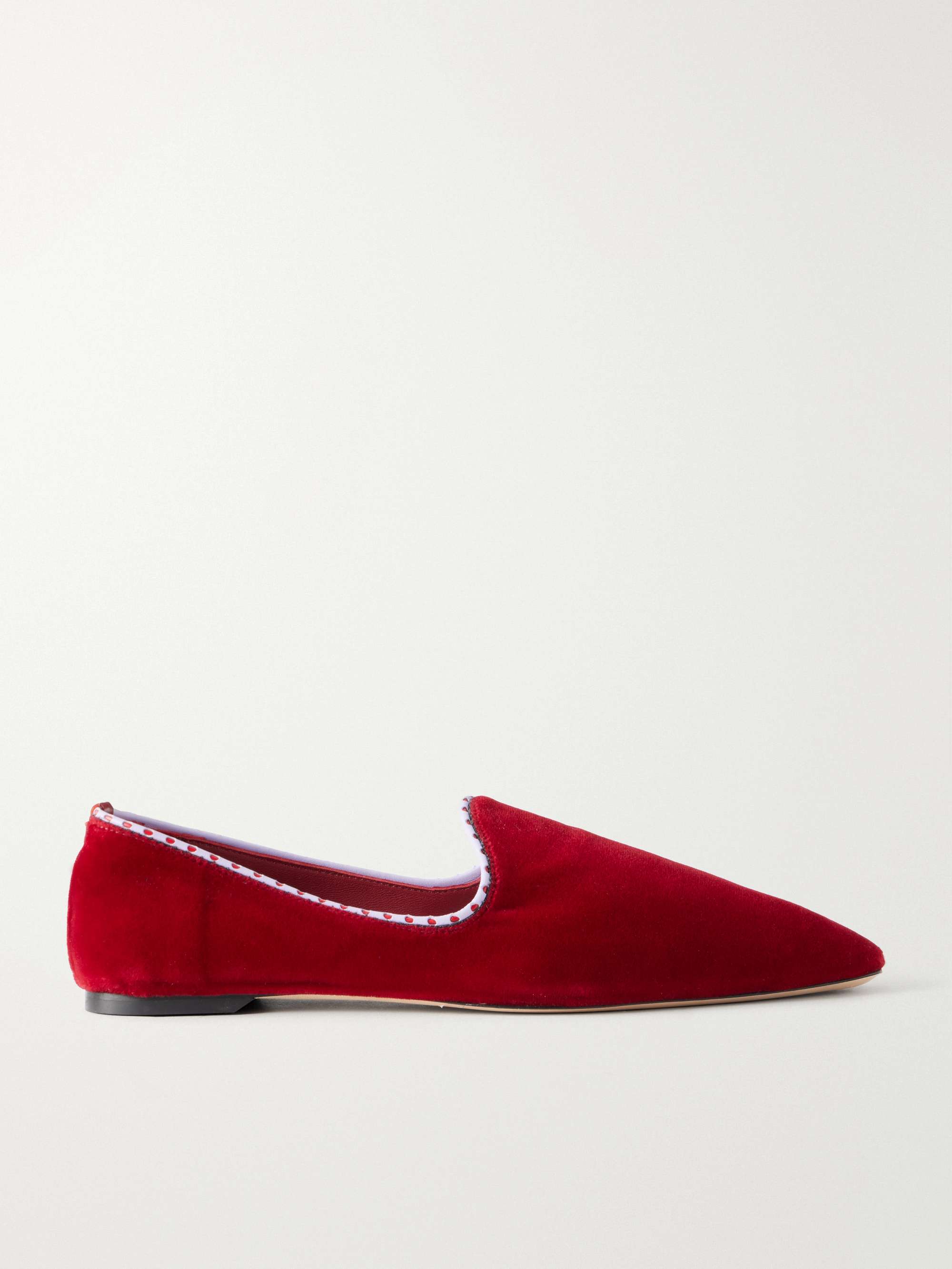 Venetian Leather-Trimmed Velvet Loafers