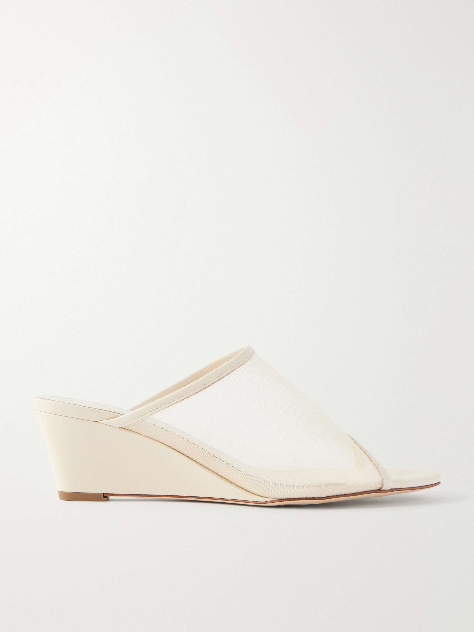 Suzanne Leather-Trimmed Mesh Sandals