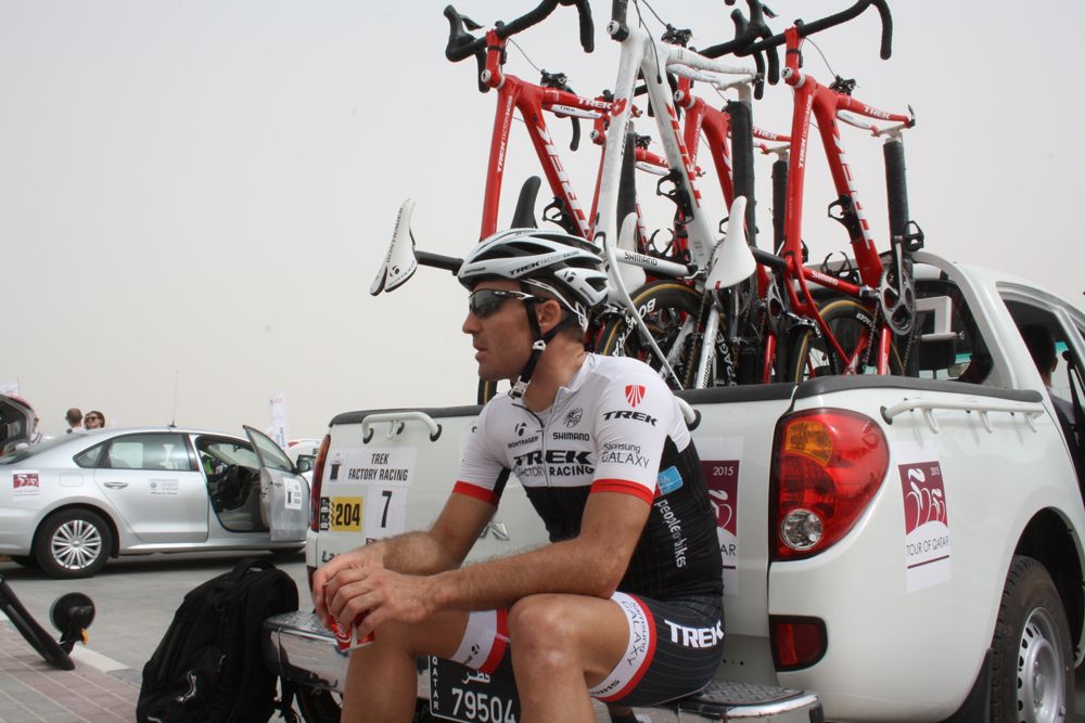 Yaroslav Popovych waits for his time trial