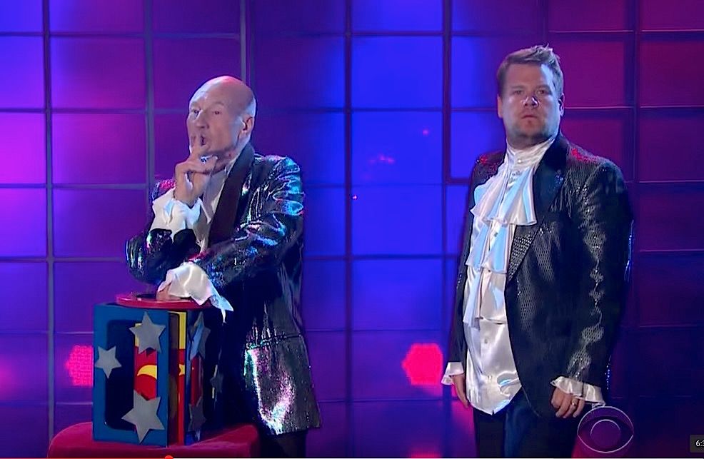 Patrick Stewart, James Corden, magicians