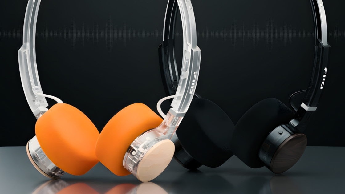 FiiO EH11 wireless headphones in both orange and black colourways