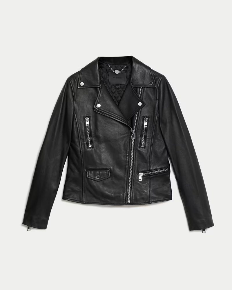 M&S classic black leather jacket