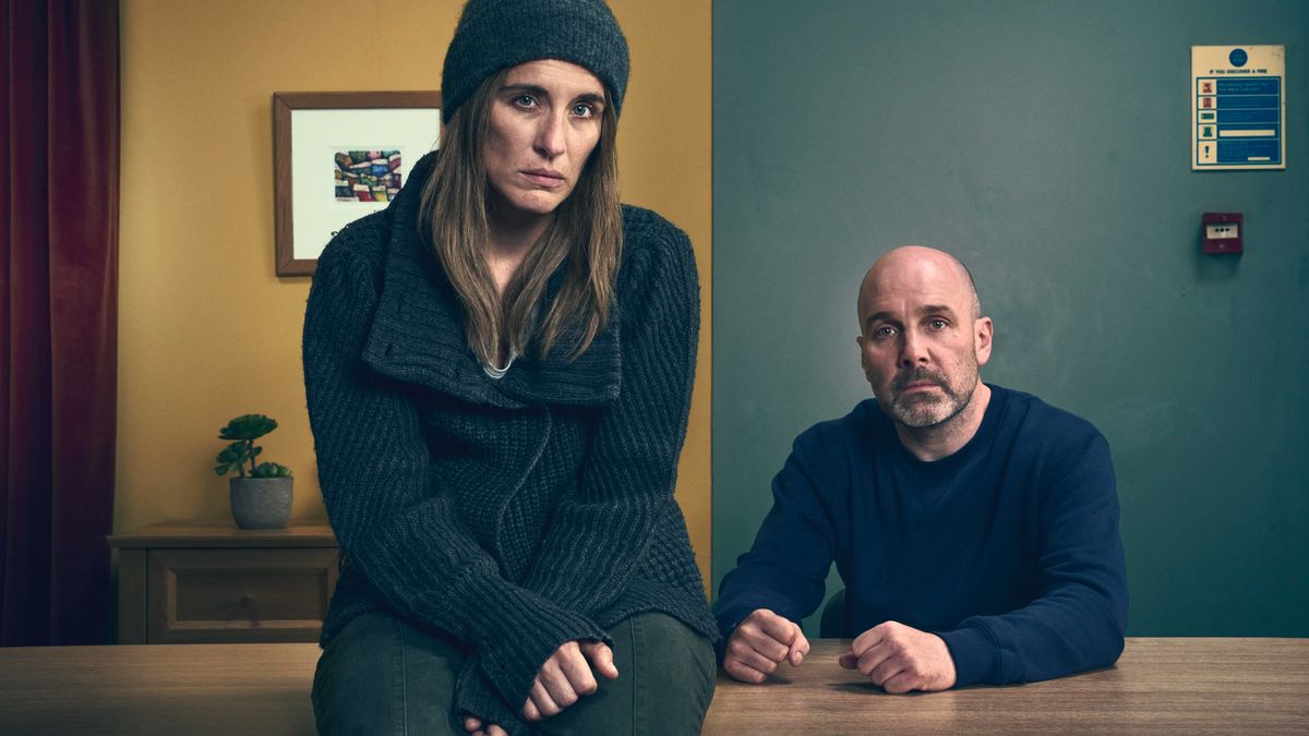 Without Sin star Vicky McClure as Stella Tomlinson with Johnny Harris as Charles Stone in ITVX and ITV1 drama.