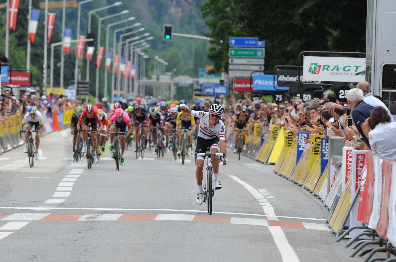 Peter Kennaugh thumps the air in celebration