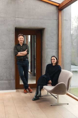 Fritz Hansen CEO Henrik Steensgaard and creative director Els Van Hoorebeeck