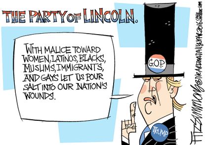 Political cartoon U.S. Trump Lincoln’s Party 2016
