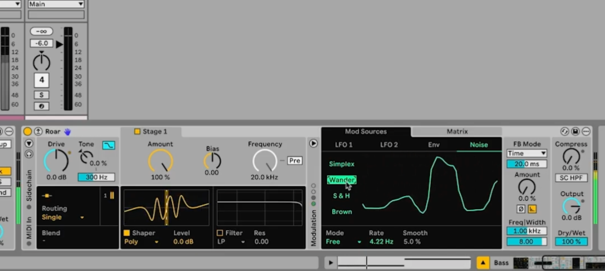 Ableton modulated Roar distortion