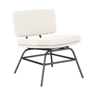 Nathan James Camille Boucle Lounge Reading Chair, Modern Living Room Accent Chair With Metal Frame and Boucle Upholstery, White/black