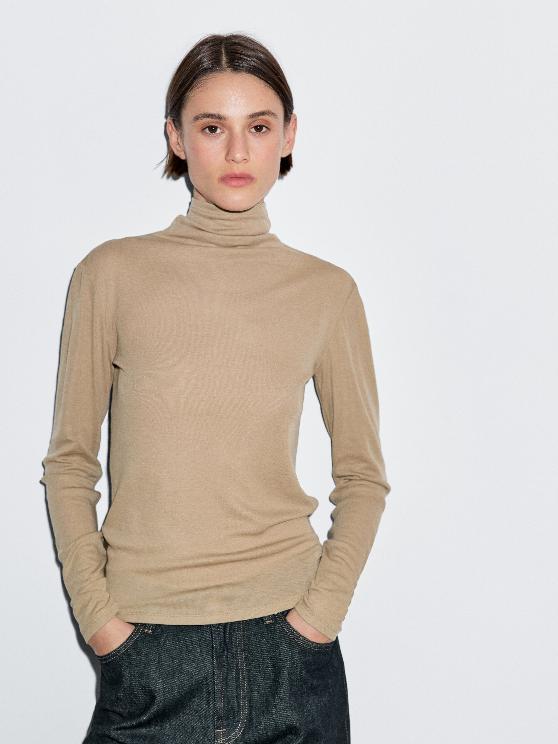 Long Sleeve Lyocell and Wool Blend T-Shirt
