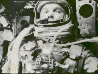 John Glenn aboard the spacecraft Friendship 7 during his historic orbital mission of Feb. 20, 1962.