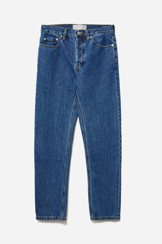 straight leg blue jeans