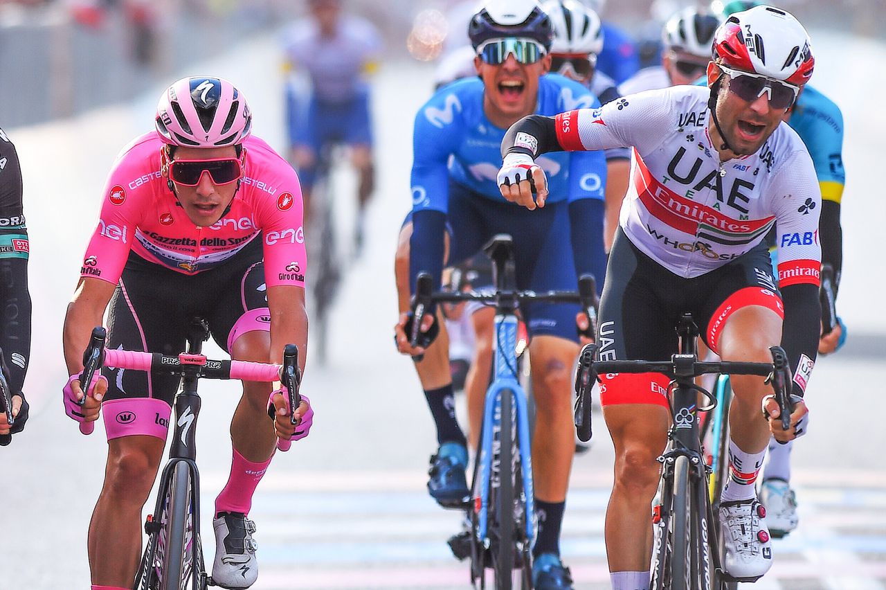 Diego Ulissi beats Joao Almeida in the sprint