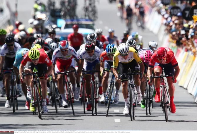The riders battle for stage six victory