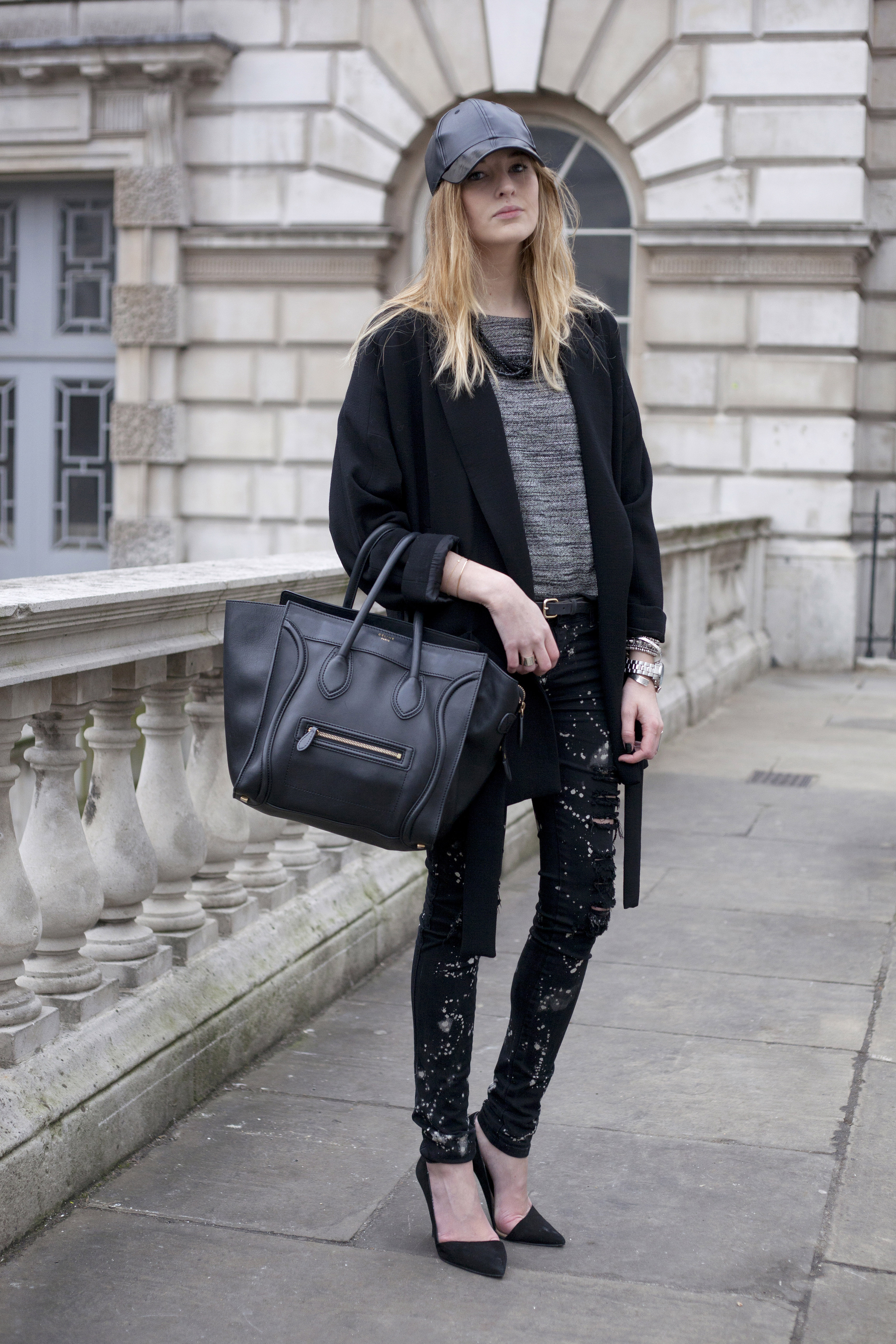 An image of Camille Charriere wearing the Celine Phantom bag to London Fashion Week in 2012.
