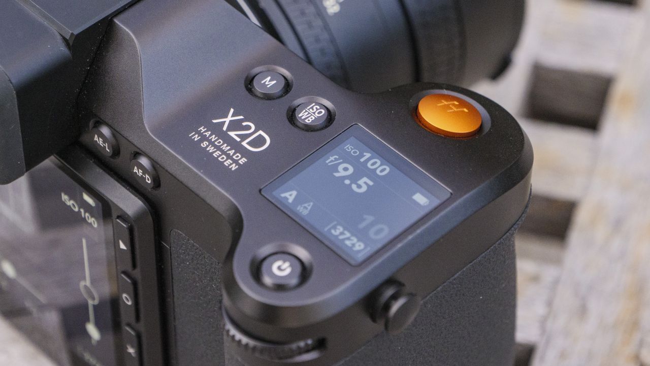 A Hasselblad camera sitting on a garden table