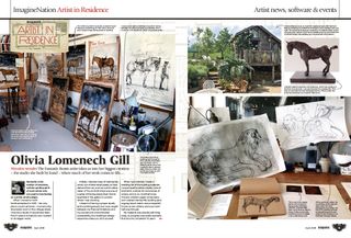 Spread of pages showing Olivia's studio