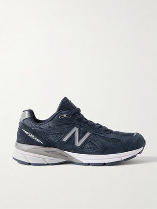 990v4 Leather-Trimmed Suede and Mesh Sneakers