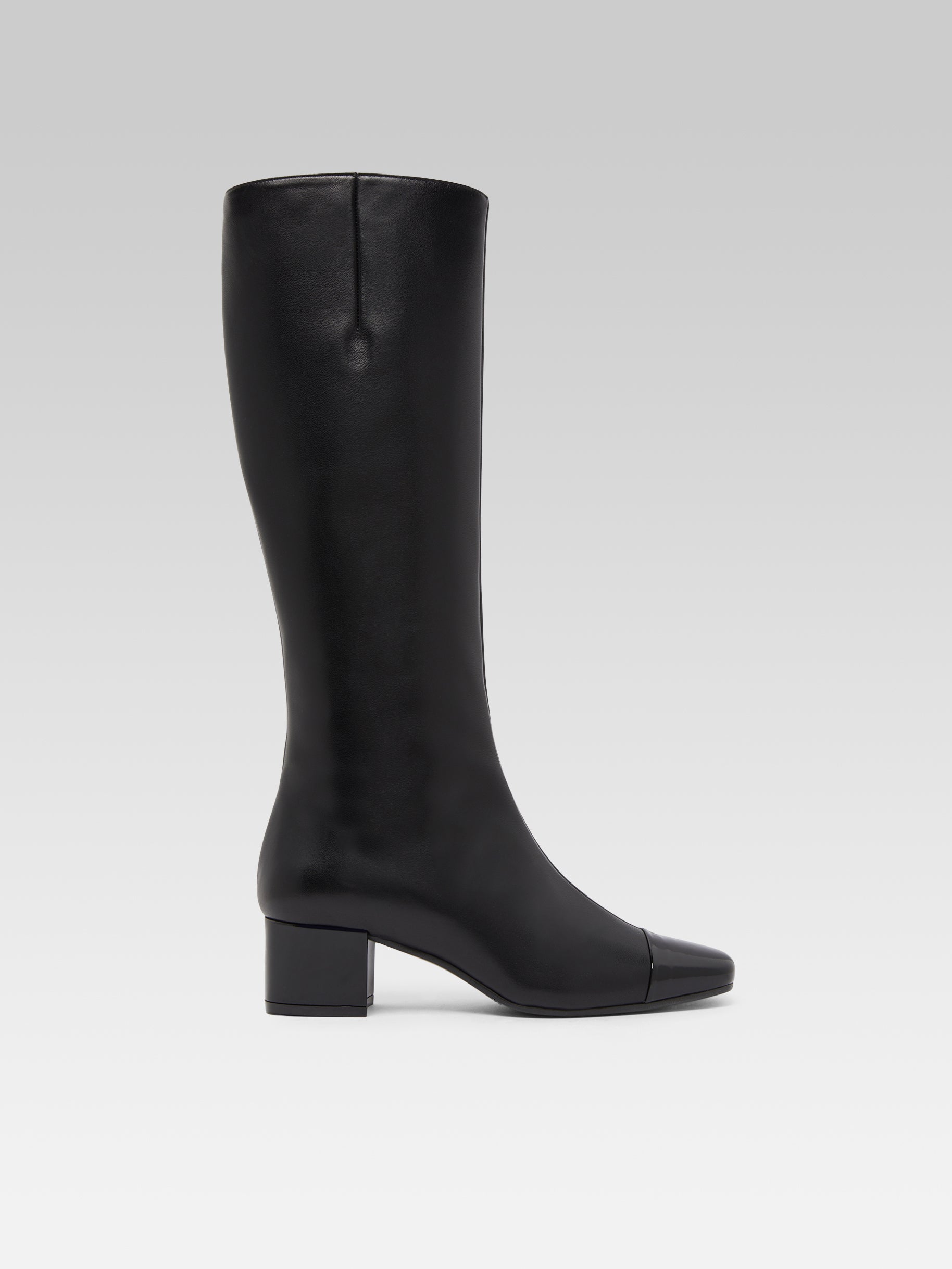 Malaga - Black Leather and Patent Leather Boots
