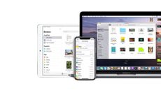 iCloud superimposed on an iPad, iMac and iPhone