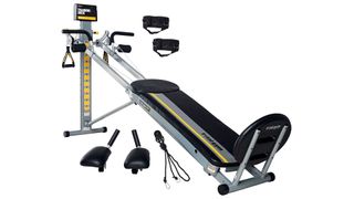 Total Gym FIT review: An image showing the machine with its various accessories