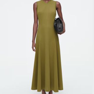 Cos Khaki Flared Dress