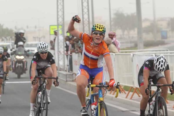 Kirsten Wild (Netherlands) wins ahead of Van Dijk and Hosking