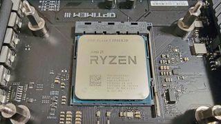AMD Ryzen 7 5800 X3D in motherboard socket