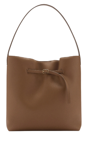 Mango Buckle Front Faux Leather Shopper Bag