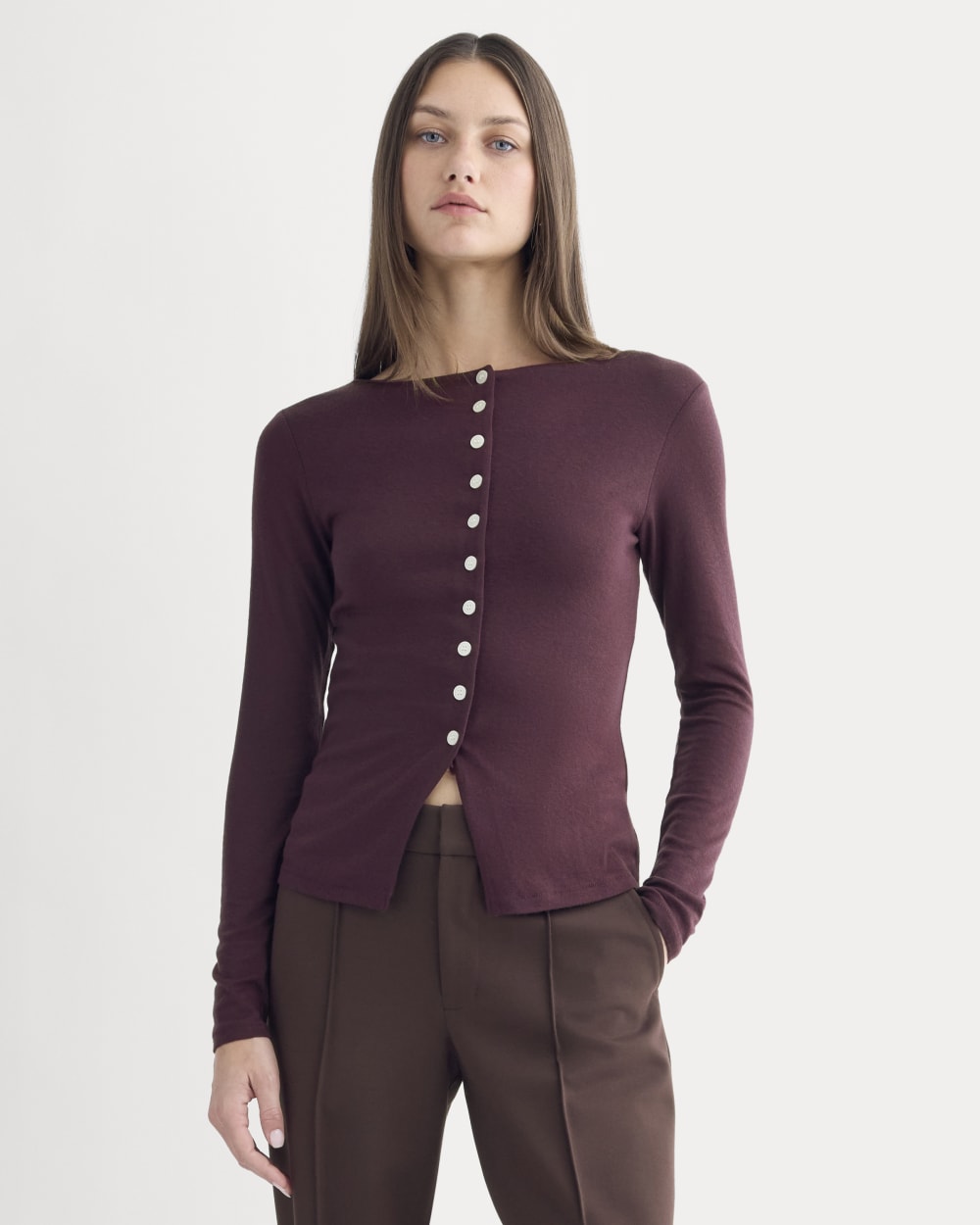 Button-Up Top in Butterluxe | Deep Plum - Xxs