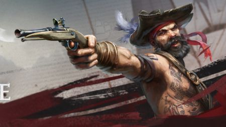Windrose art with pirate pointing gun toward an offscreen character