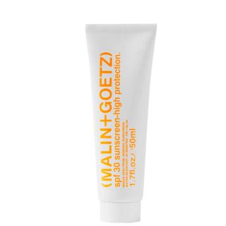 Product shot of Malin + Goetz SPF30 Sunscreen High Protection, one of the best sunscreens for oily skin