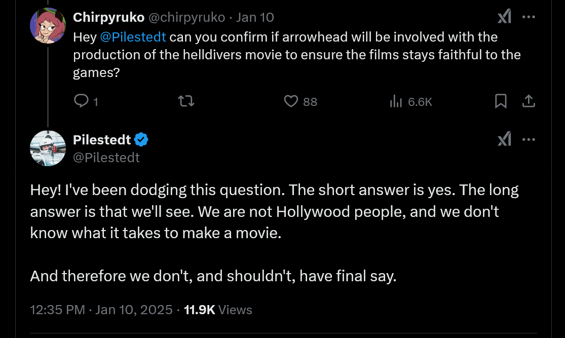 Hey! I've been dodging this question. The short answer is yes. The long answer is that we'll see. We are not Hollywood people, and we don't know what it takes to make a movie. And therefore we don't, and shouldn't, have final say.