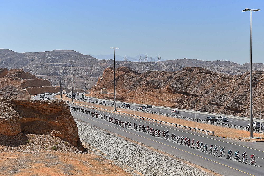 The peloton in action during Oman's final stage.