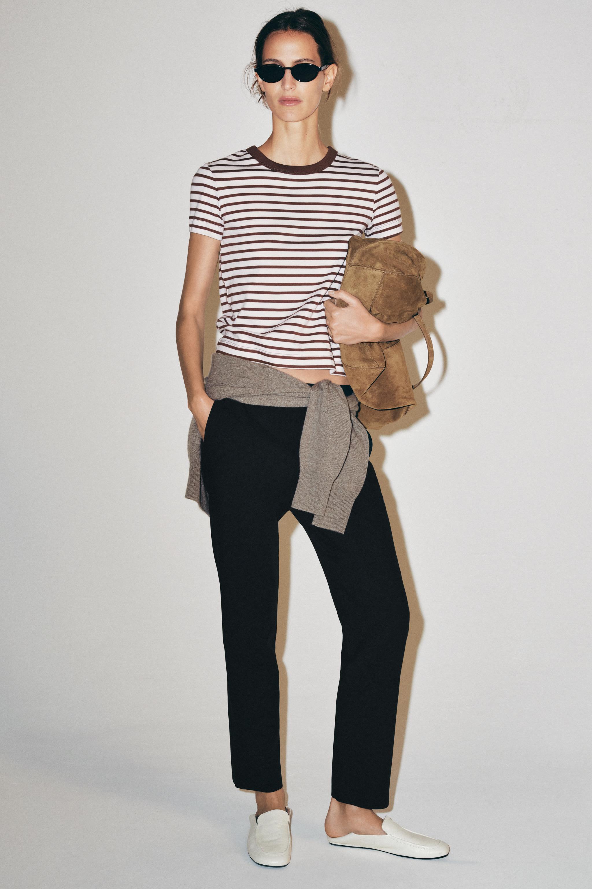 Short Sleeve Striped Interlock T-Shirt - 118 - S