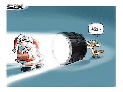 Political cartoon NSA Santa