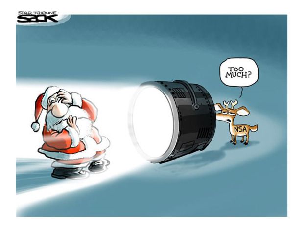 Political cartoon NSA Santa