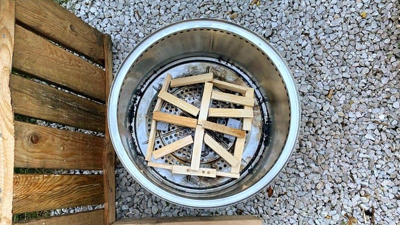Solo Stove Bonfire 2.0 being tested in writer's home