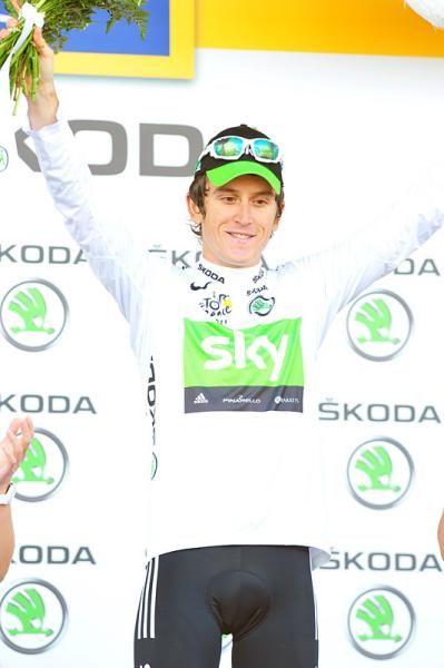 Geraint Thomas (Sky) remains in the white jersey for best young rider.