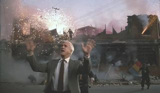The Naked Gun: From the Files of Police Squad Leslie Nielsen tries to distract the crowd