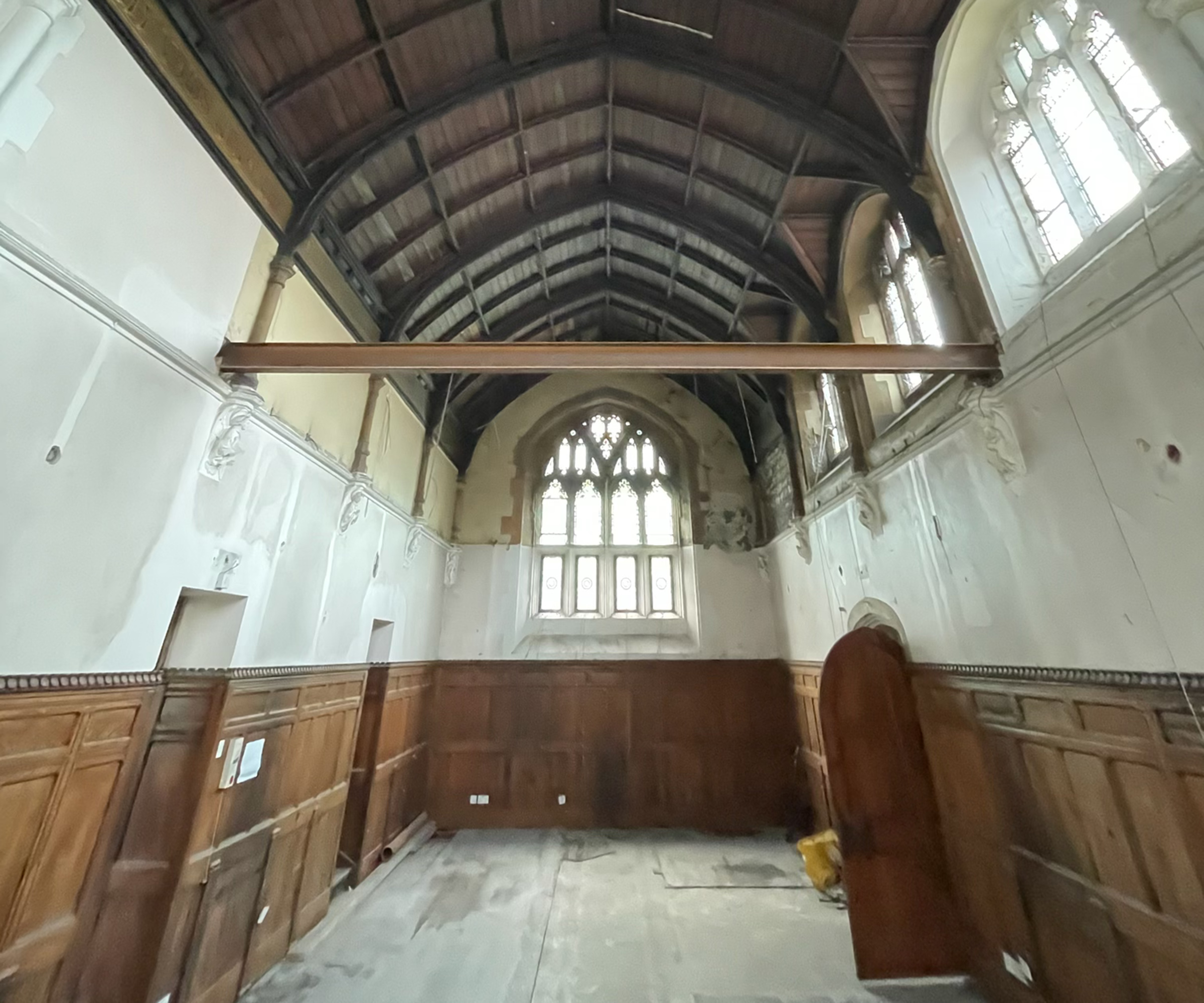 The interior of a church before a renovation