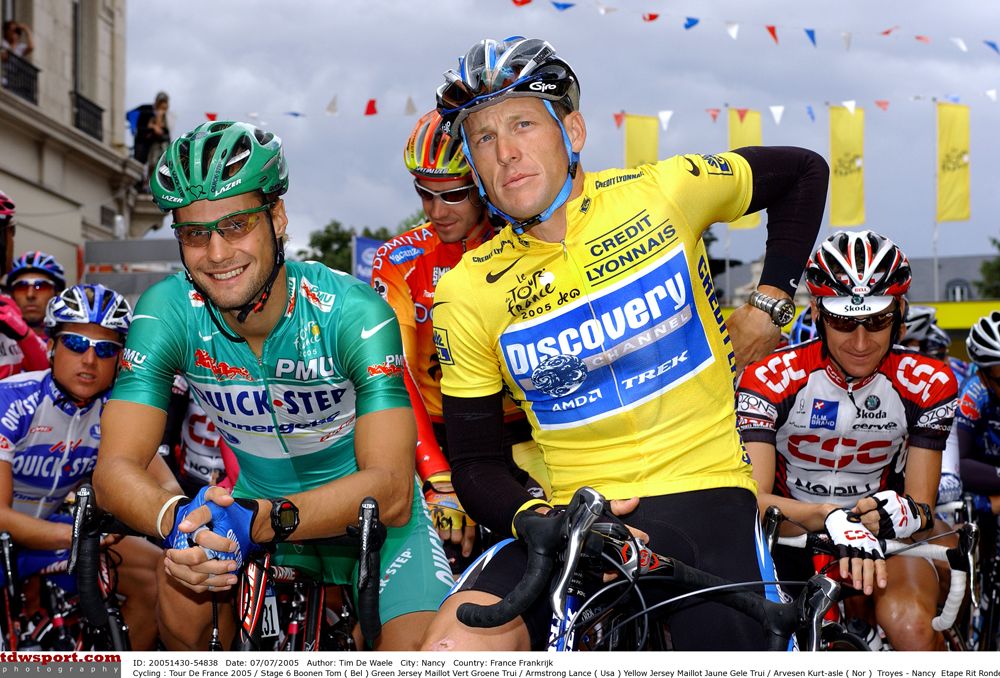Tom Boonen and Lance Armstrong in Nancy, France 2005