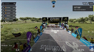 Riders on the start line for a virtual Tour of Flanders