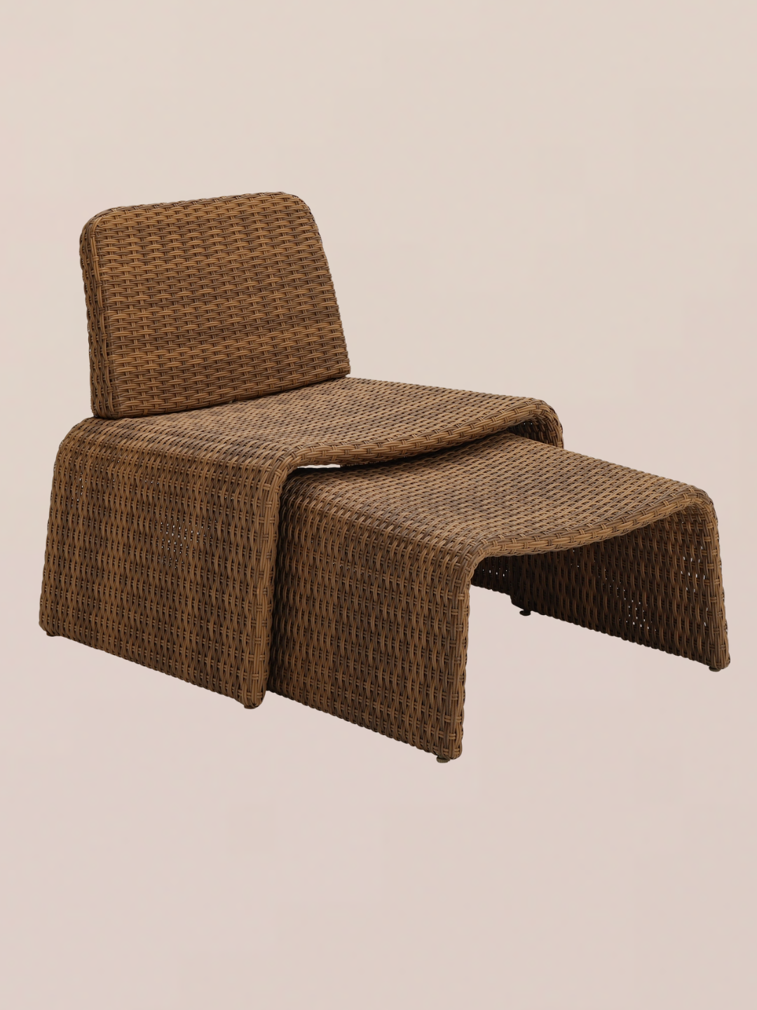 Dark Rattan Effect Garden Chair with matching footstool