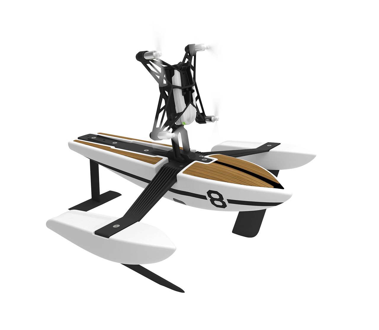 A drone — and a boat.