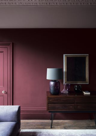 plum purple living room by Paint & Paper Library