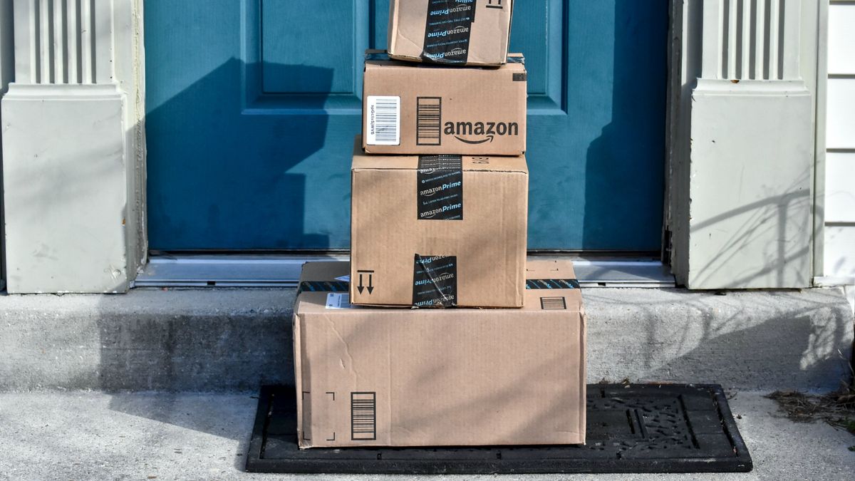 Amazon packages on a doorstep