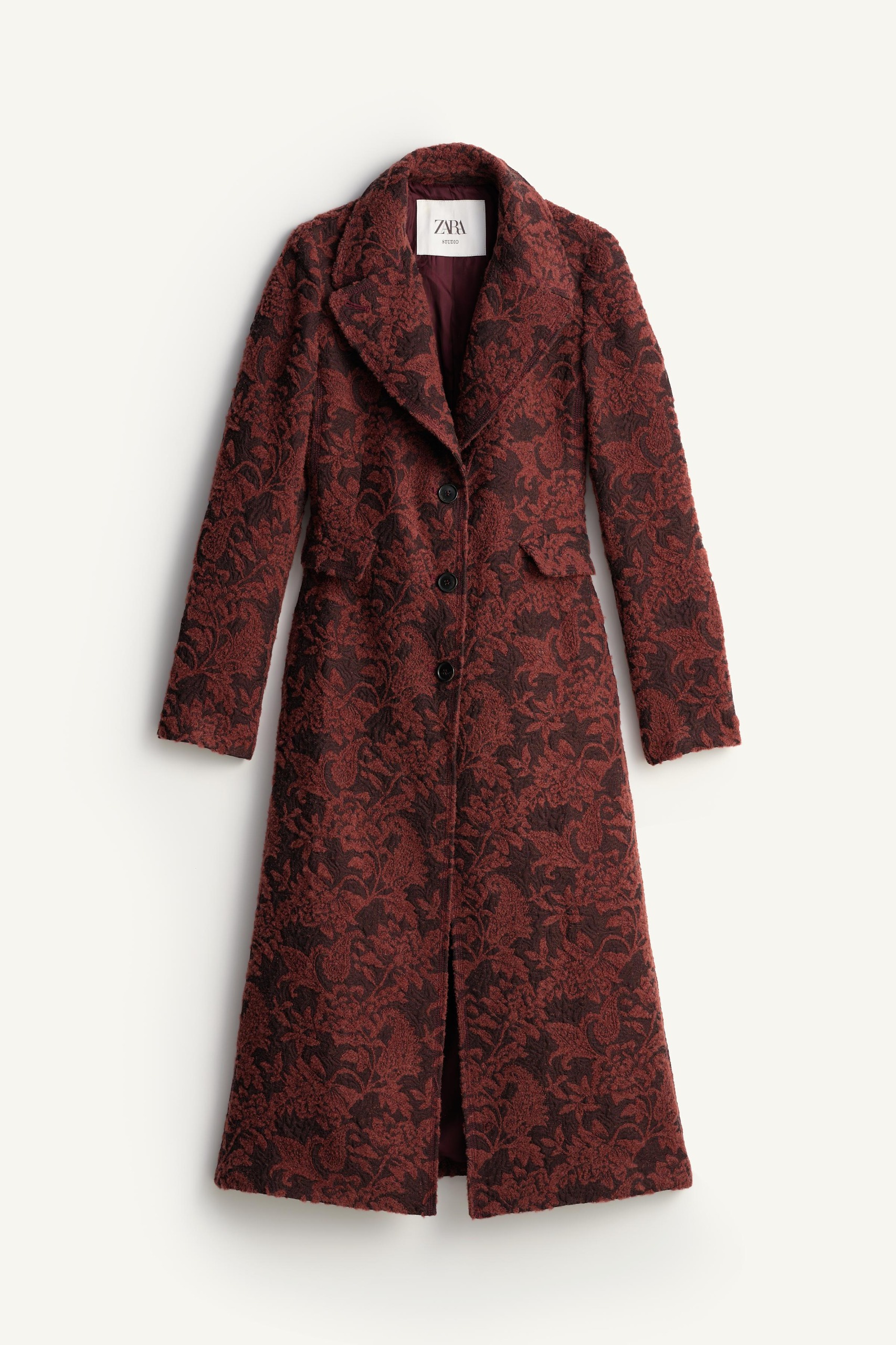 Limited Edition Long Wool Jacquard Coat - Brown - Xs
