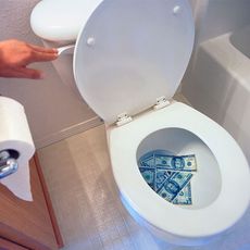money in commode