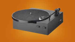 Ikea turntable on orange background